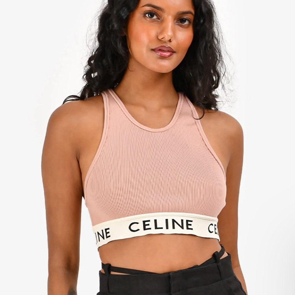 Celine Blush Ribbed Sports Bra Size Small